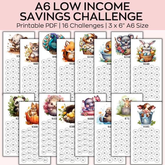 Low Income Savings Challenge Bundle, A6 Money Savings Challenge Printable, Low income savings, Budget binder, Cash stuffing, Sinking fund