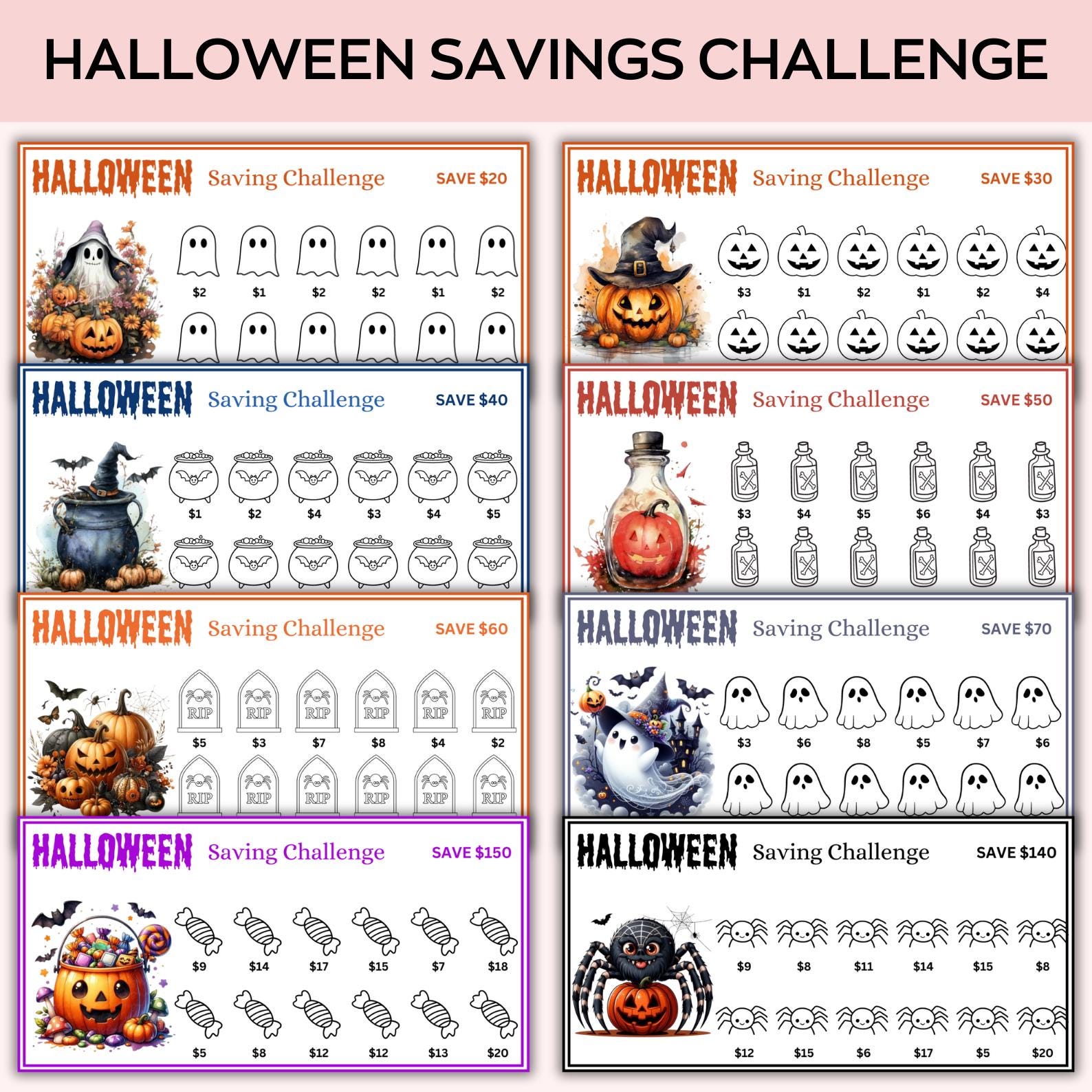 Halloween Savings Challenge Printable Mega Bundle, Spooky Saving