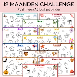 A6 Monatliche Spar-Challenge zum Ausdrucken, Mini Spar-Challenge-Bundle, Kinder-Spar-Challenge, A6-Spar-Tacker, Sparen Sie 500, 30 Tage, 12 Seiten