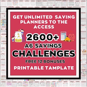 2500+ mega bundle A6 Savings Challenge, Low Income Savings, A6 Money Savings, raccoglitore di budget, pianificatore finanziario, buste Cash Stuffing