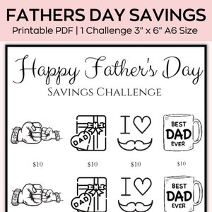 A6 Happy father’s day Savings Challenge, Mini Savings Challenge, Save Dollars, money saving challenge,Saving Printable,Fits A6 Cash Envelope