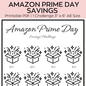 A6 Prime Day Shopping Savings Challenge, Mini Savings Challenge, Save Dollars, money saving challenge,Saving Printable,Fit A6 Cash Envelope