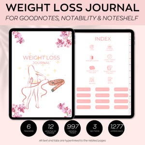 Gewichtsverlust Journal Goodnotes, GoodNotes Planner, iPad Planer, Weight Tracker, Notability, Wöchentliche Planung für die Gewichtsabnahme, Fitness Reise