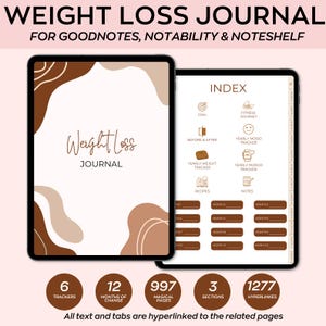 Gewichtsverlust Journal Goodnotes, GoodNotes Planner, iPad Planer, Weight Tracker, Notability, Wöchentliche Planung für die Gewichtsabnahme, Fitness Reise