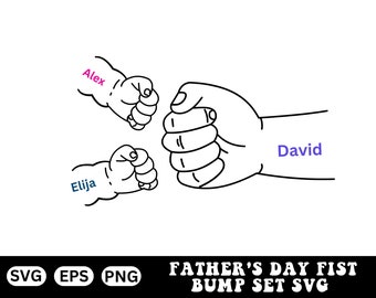 Conjunto de imagens SVG para cumprimento de punho entre pai e filho, bebê, criança, pai, SVG para o Dia dos Pais, SVG de amor paterno, SVG de mãos dadas, presente para o pai e crianças.