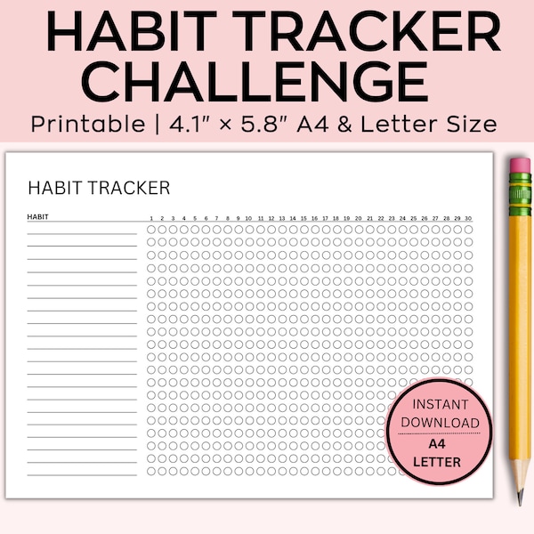 Monthly Habit Tracker Printable, Routine Tracker, 30 Day Habit Challenge,Everyday Habit Tracker, Goodnotes & Notability Compatible,A4/Letter