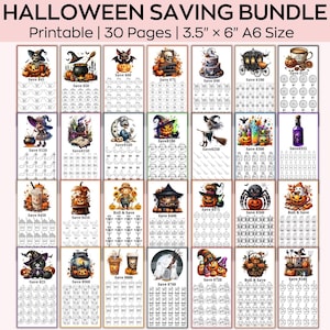 Sfida del risparmio di Halloween A6, Sfide del risparmio spettrale, Mini risparmio soprannaturale, Sfida del budget basso, Budget autunnale.
