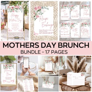 Pacchetto di inviti per il brunch della festa della mamma, invito floreale per la festa della mamma, invito "Mamme e Mimose", modello digitale modificabile