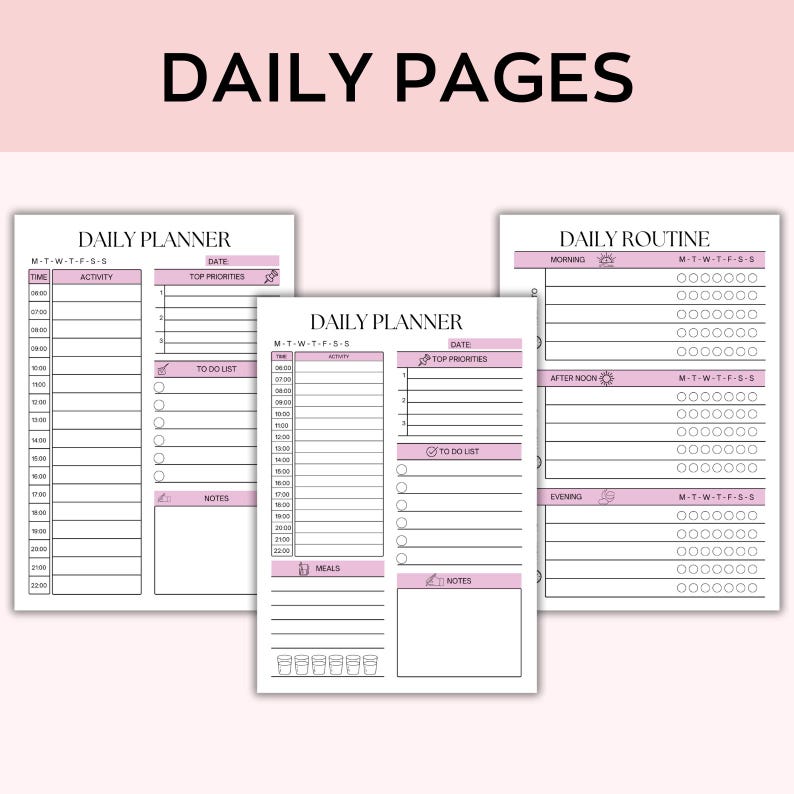 Printable Planner, Productivity Planner Bundle, Daily Weekly Monthly ...