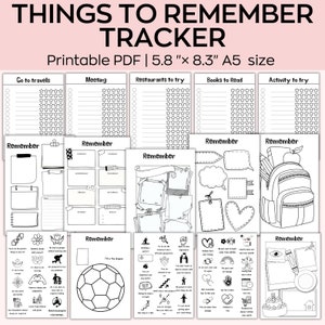 Things to Remember Bundle, A5 Printable Journal Page, Books To Read tracker, Movies To Watch, Daily, Weekly & Monthly Planner