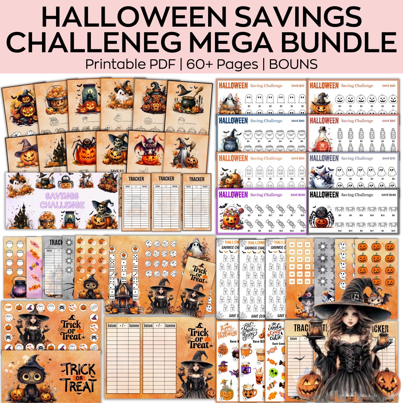 savingグッズ まとめ売り Halloween Savings Challenge Printable Mega Bundle, Spooky Saving