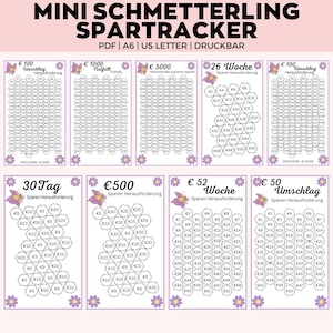 Mini Savings Challenge Bundle, Trackers Fits A6 Budget Binder, 500 Savings Challenge, Sfida mensile per il risparmio, Obiettivo di risparmio, Set da 9