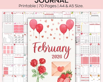 2026 January bullet journal, Digital Planner Pages, Printable Habit Trackers, Self-Care Monthly & Yearly Planner A4 A5