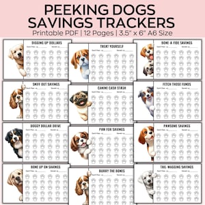 Sfide di risparmio per cuccioli A6 Mini, Tracker di risparmio per animali domestici, Buste Pow Cash, Mini sfide di risparmio per cani A6