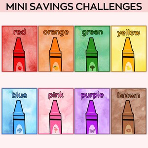 May include: A set of 10 colorful crayon-shaped cards with the name of each color written at the top. The colors are red, orange, yellow, green, blue, pink, purple, brown, black, and white.