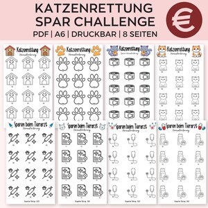 A6 Spar Challenge Zum Ausdrucken, Mini Kitty Spar Challenge, Pow Spar Tracker, Niedliche Katzen Sparkassen, Tier Sparen, Budgetplaner