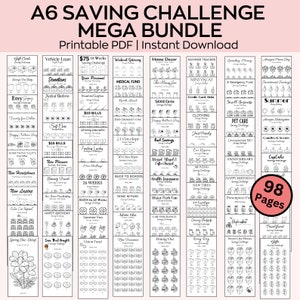 Money Savings challenges mega bundle, A6 saving Tracker Printables, Mini Savings Challenge, Budget Binder, Finance Planner, 100 Envelopes