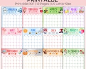 2025 Calendar Printable, Monthly Calendar Printable, Home school Calendars, Cute Kids Calendar 2025