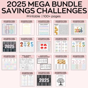 2025 Saving Challenges Save 2025 in 2025, 2025 Savings Challenges Mega bundle, LOW Income Option, Finance Planner, 100 Envelopes