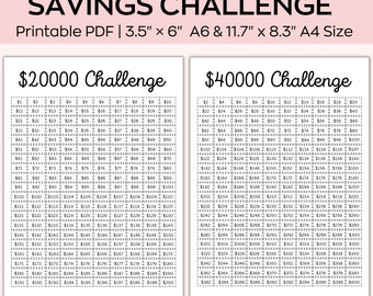 20K, 40k Money Saving Challenge printable, 20000,40000 Couple Savings Challenge, House Savings Goal, Saving Tracker, Cash Savings, A4 size