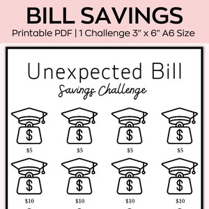 Reto de ahorro inesperado, minireto de ahorro, ahorra dólares, planificador de presupuesto bajo, rastreador de ahorros imprimible, cabe en un sobre de efectivo A6