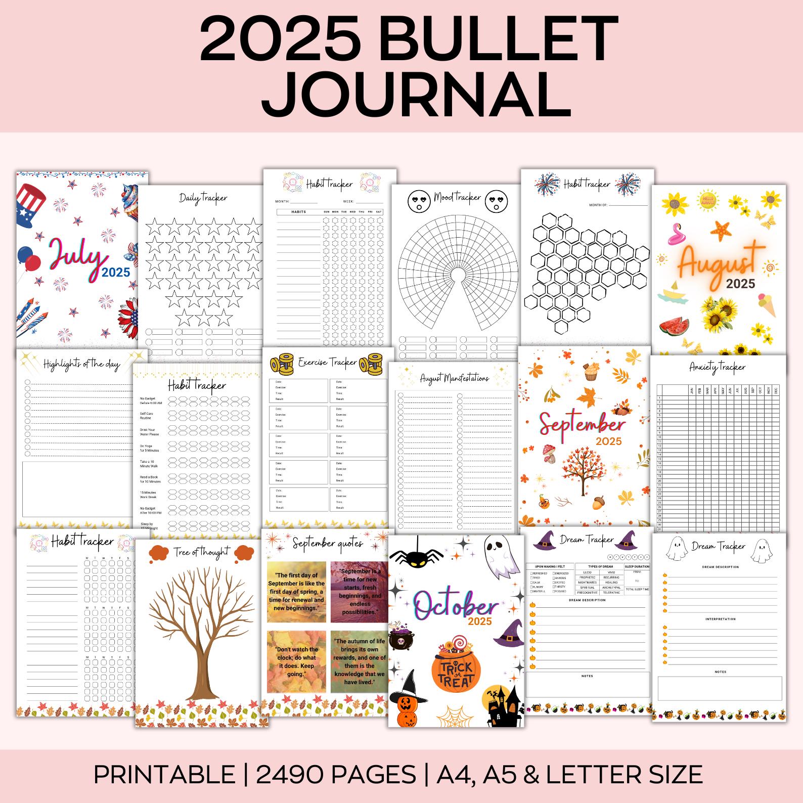 2025 Premade Bullet Journal Bundle, Undated Digital Bullet Journal ...