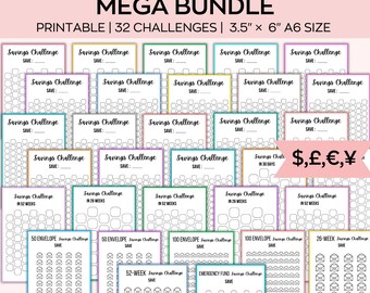 Geldbesparingsuitdaging, A6-formaat besparingsuitdaging aanpassen printables, besparingstracker, uitdaging: 100 enveloppen, past op A6-geldenveloppen