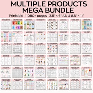 Mega Bundle di prodotti multipli, stampabile per risparmiare denaro in formato A6, risparmi mensili, biglietti per bambini, pianificatore finanziario, buste per riempire contanti, tracker