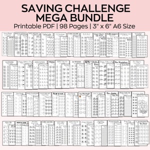 Money Savings challenges mega bundle, A6 saving Tracker Printables, Mini Savings Challenge, Budget Binder, Finance Planner, 100 Envelopes