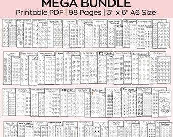 Geld-Spar-Challenge Mega Bundle, A6 Spar-Tracker Printables, Mini-Spar-Challenge, Budgetordner, Finazplaner, 100 Umschläge