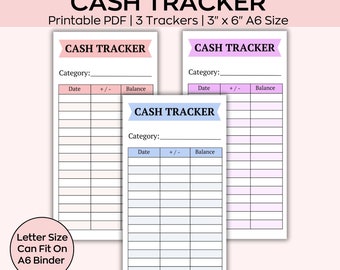 Cash Tracker Inserts Printable, A6 Cash Tracker, 100 Envelopes Cash Stuffing, Cash Envelopes Expense, Tracker Savings Tracker