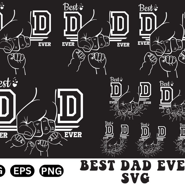 Personalized Best Dad Ever svg, Father's Fist Bump Set svg, baby toddler Kids dad, father's love svg, Holding hand svg, dad gift from kids