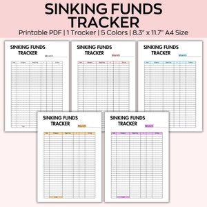 Sinking Funds Tracker, Sinking Funds Tracker Printable, Sinking Funds Printable, Sinking Fund Envelopes, Sinking Funds Monthly Tracker