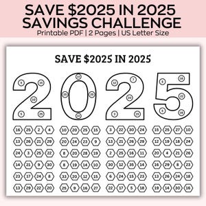 Risparmia 2025 nel 2025 Risparmi, Sfide di risparmio per i redditi bassi, Sfida di risparmio stampabile, Risparmio mensile