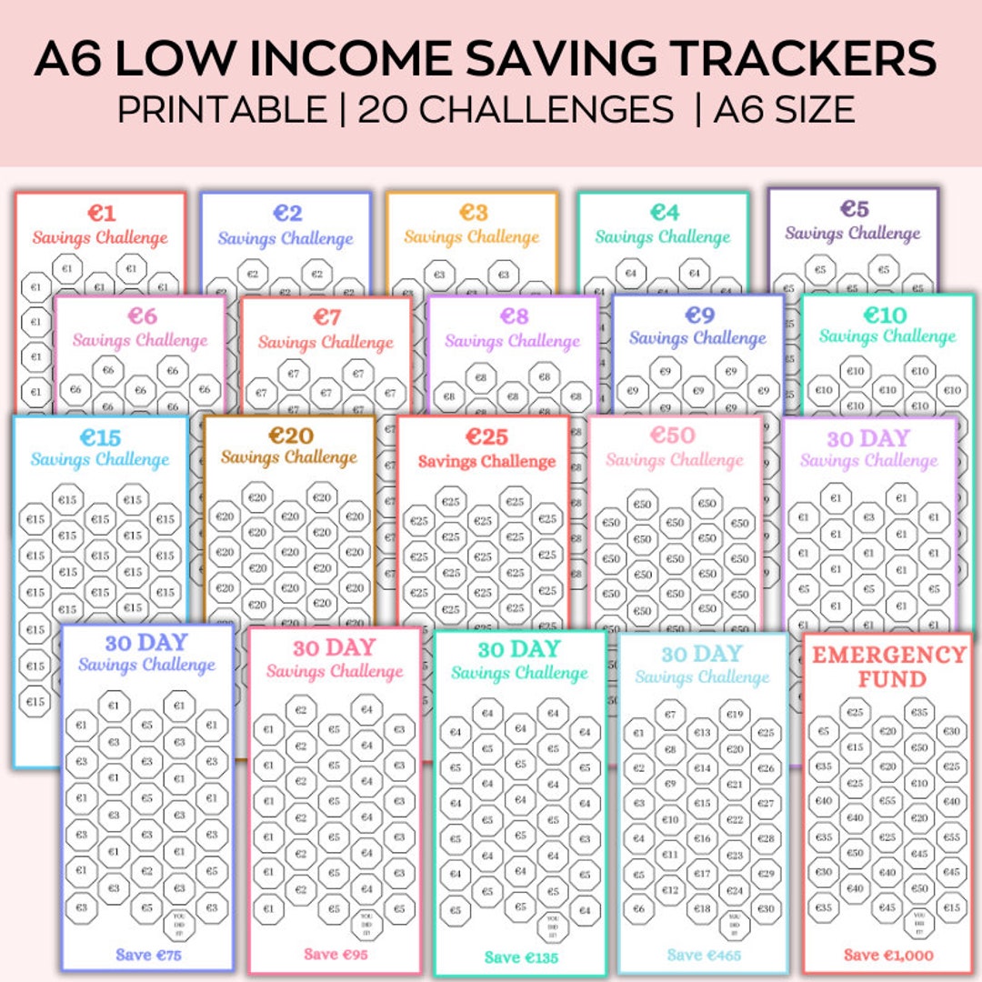 Buy Low Income Savings Challenge Printable, A6 Mini Savings