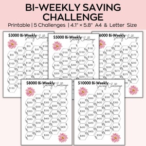 Bi-Weekly Savings Challenge Bundle, 26 Week Savings Plan,Save 1K 3K 5K Challenge,Money Savings Plan Chart,Cash Budget Binder,Savings Planner