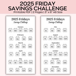 2025 Friday Saving Challenge Bespaar 811 dollar Low Budget Past op A6-enveloppen Blanco spaartrackers Mother Day Challenge Sparen voor Pasen