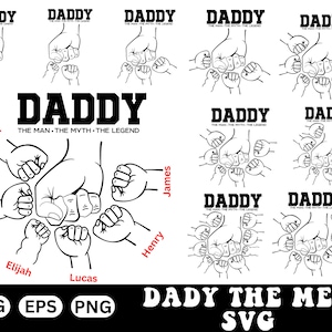 PAPÁ Svg, Juego de golpe de puño del padre personalizado svg, Bebé niño pequeño Papá, Familia SVG, Amor del padre SVG, Sosteniendo la mano svg Regalo de papá de los niños