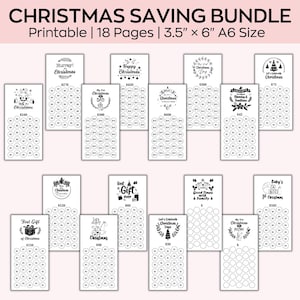 A6 Mini Weihnachtsspar-Challenges druckbares Bündel, Weihnachtsspar-Challenges, Cash Stopfen Umschläge, Urlaub Budget Binder.
