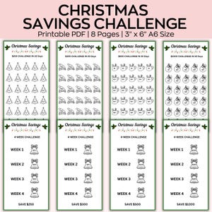 A6 Sfide di risparmio natalizio, basso reddito, gioco di Natale, Money Savings Tracker, Cartella di bilancio