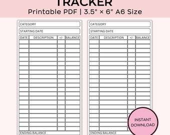 Simple Cash Envelope Inserts, Budgeting Inserts, Cash Trackers, Printable insert, Cash Spending Log, Spending Tracker, Expense Tracker