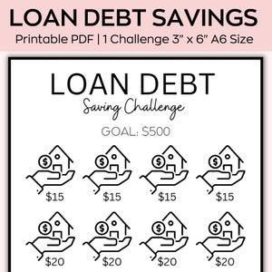 A6 Loan Debt Savings Challenge, 500 dollars savings tracker, Mini Savings Challenge, money saving challenge,Saving Printable Tracker