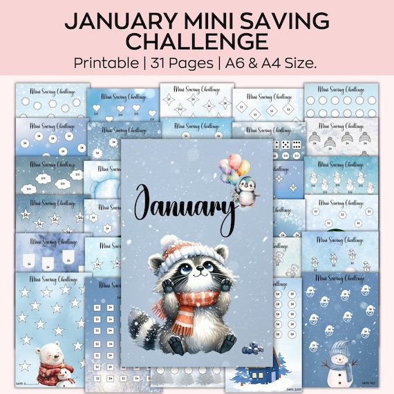 January Mini Saving Challenge, Money Saving Challenge, Envelope