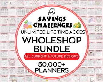 Mega-Bundle des gesamten Shops, LEBENSZEIT Zugriff auf die gesamten Shop-Planer, unbegrenzte Spar-Challenges, alle vergangenen und zukünftigen Designs, Google Drive Access