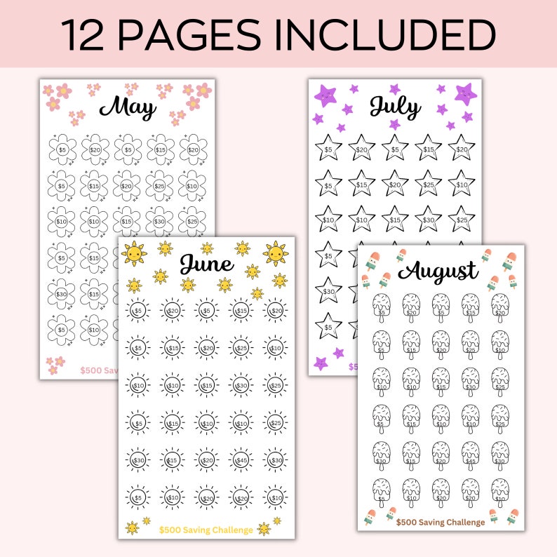 A6 Monthly Savings Challenge Printable, Mini Savings Challenge Bundle ...
