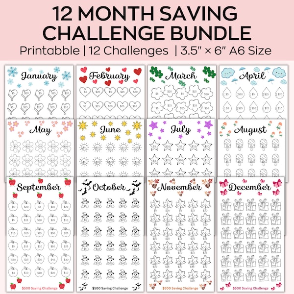 Savings Challenge Printable - Etsy