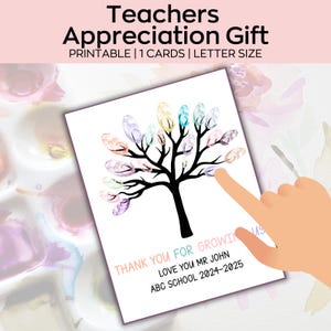 Geschenk für Lehrer, bearbeitbares druckbares Lehrergeschenk Schulabschlussandenken-Studentenfingerabdruck, individuelles Geschenk für Lehrer Danke Geschenk