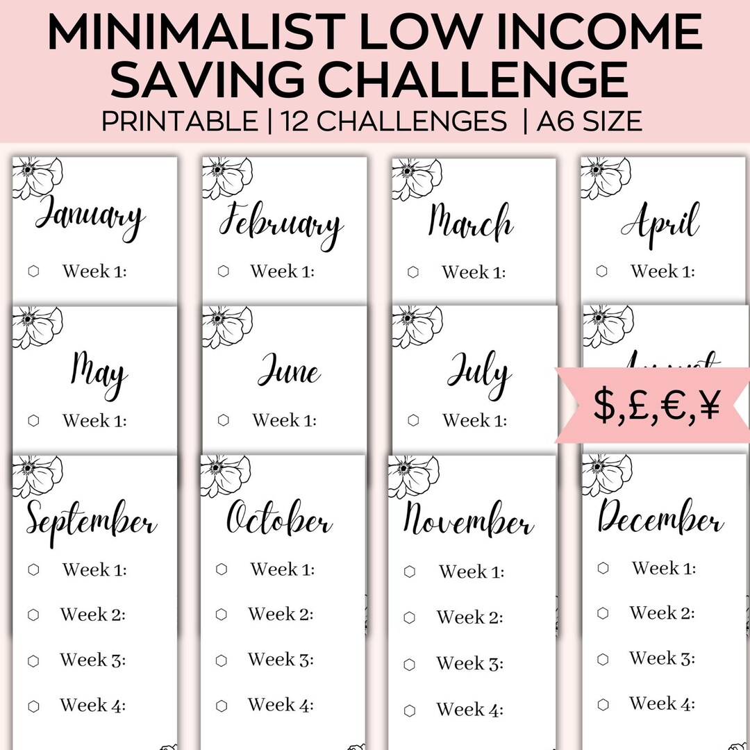Bundle 12 Printable Savings Challenge A6 Saving Tracker A6