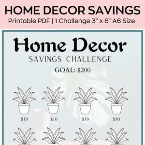 A6 Home decor Challenge Fund Savings Challenge, Mini Savings Challenge, Save 200  Dollars, Low Budget planner, Fits A6 Cash Envelope