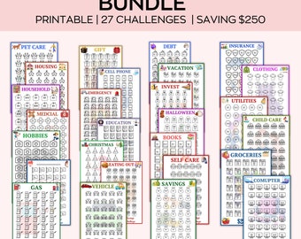 A6-spaaruitdagingen-bundel, mini-spaaruitdagingstrackers, A6-budgetbinders, 100-envelop-uitdaging, cashbudget-map
